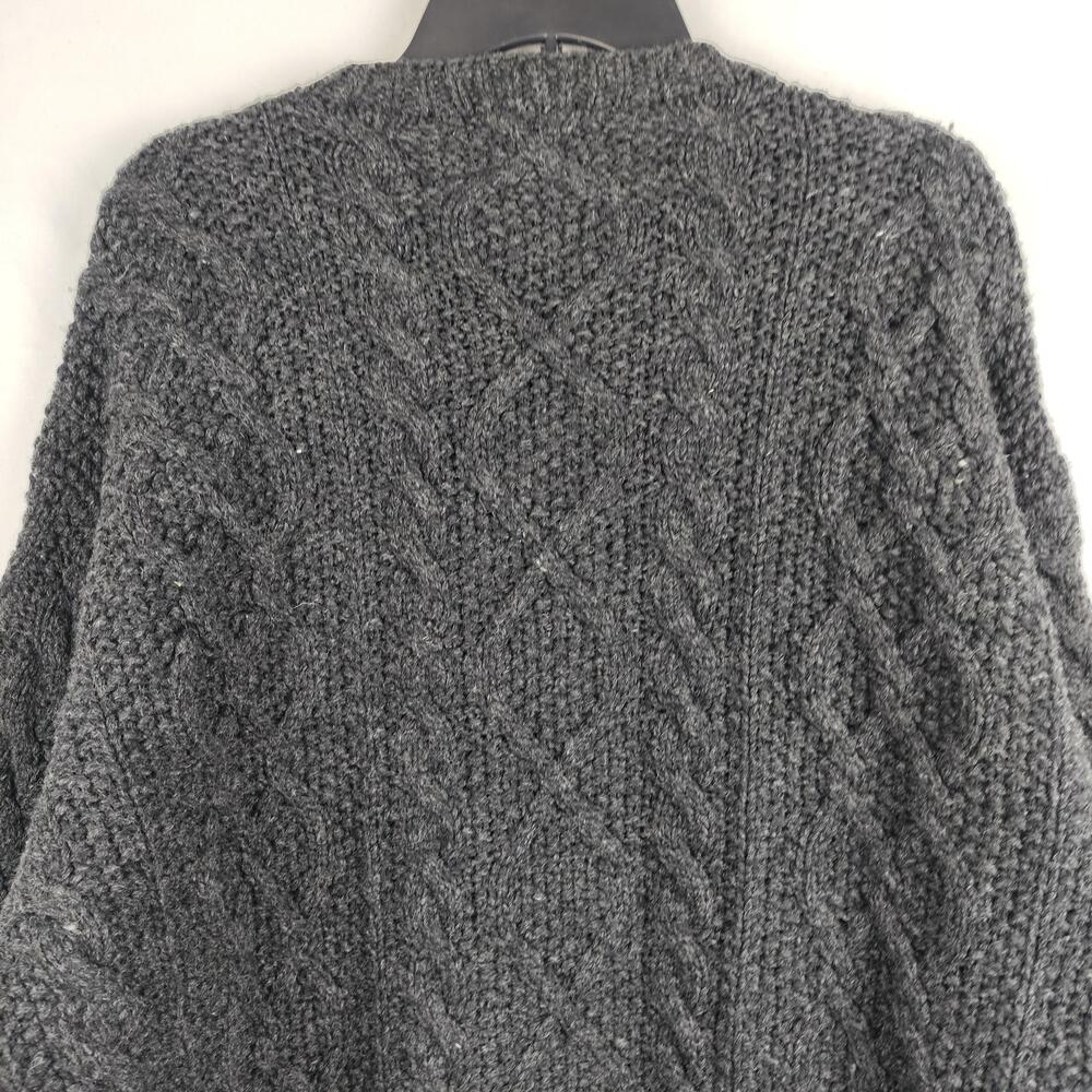 J Crew Sweater Mens XL Gray 100% Wool Hand Knit Chunky Cable Knit Pullover - Picture 8 of 11